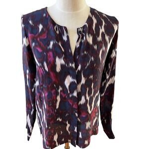 Boutique Brand Second Female silk watercolor print long sleeve top